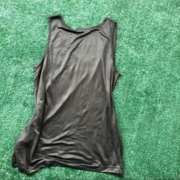 Olive Green Sleeveless Shirt Scoop Neckline Size L - Picture 6 of 6